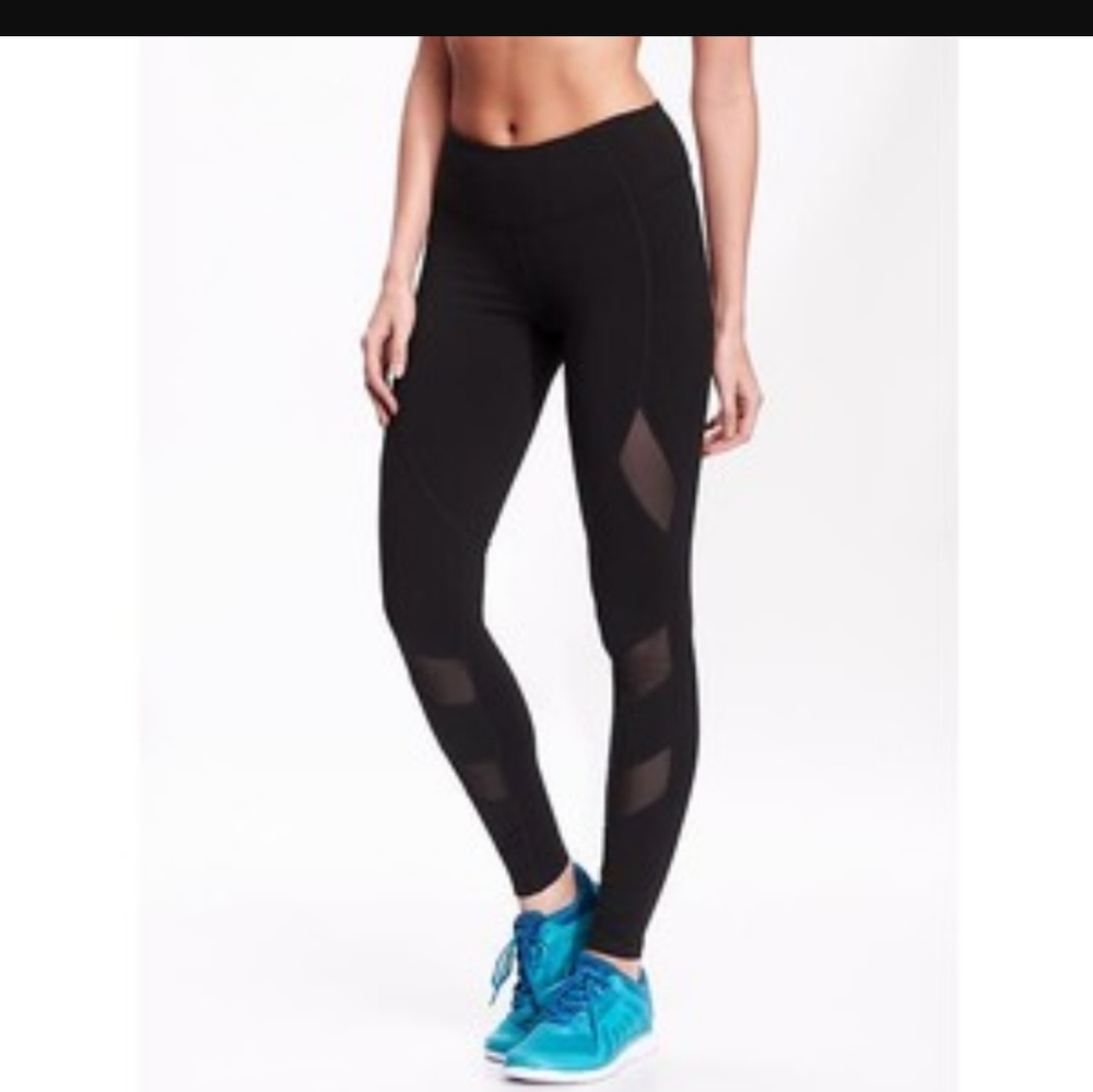 Black mesh panel leggings - petite large